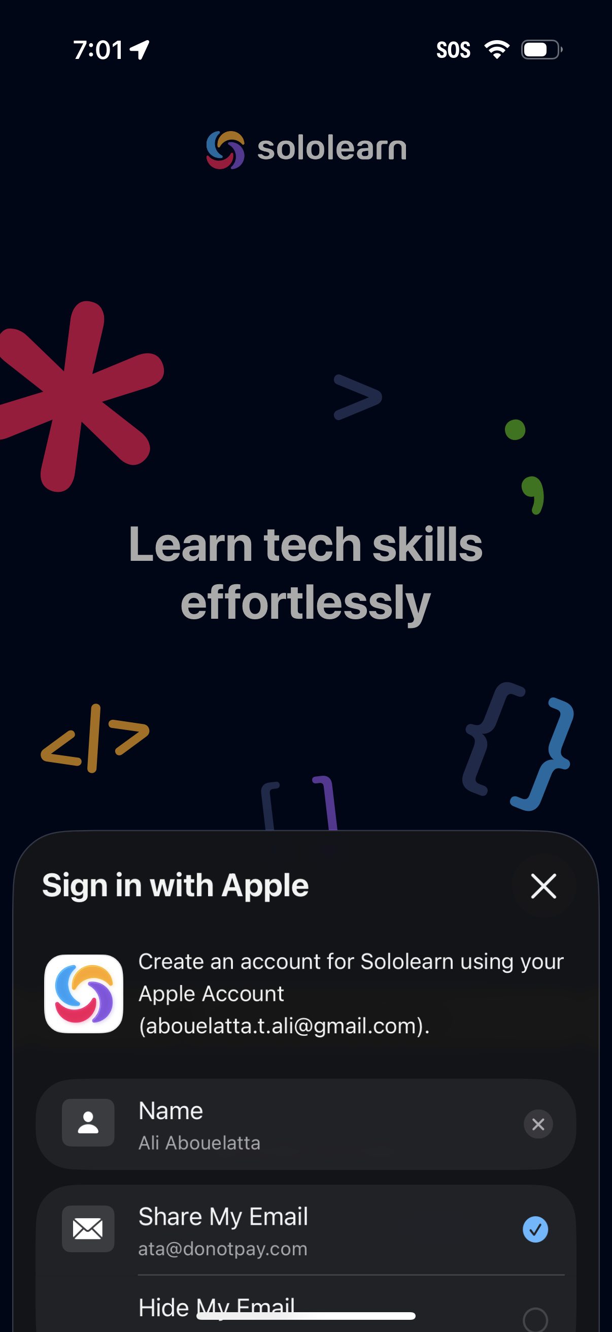 sololearn create account
