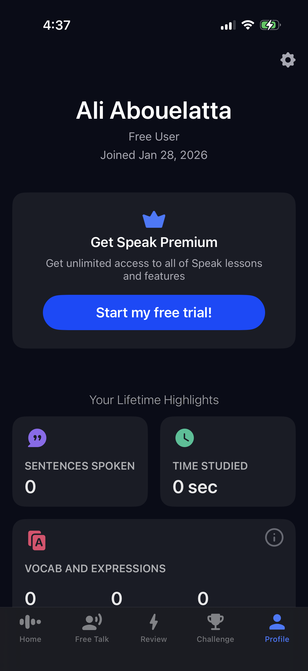 Step 1 of speak Paywall