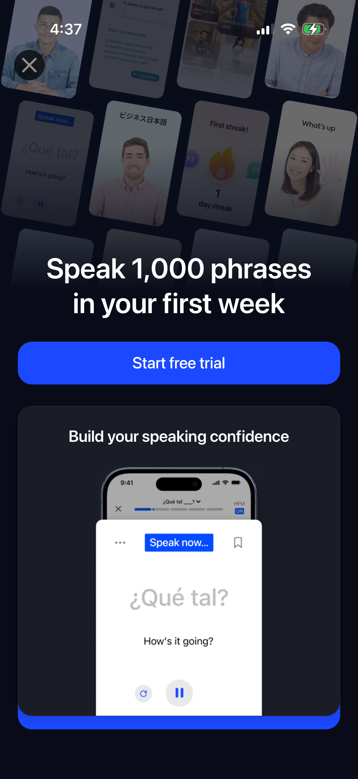 Step 2 of speak Paywall