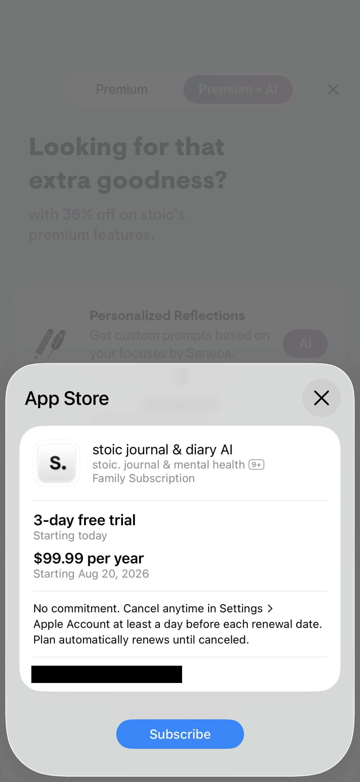 Step 2 of Stoic Stoic Premium AI Settings Subscription