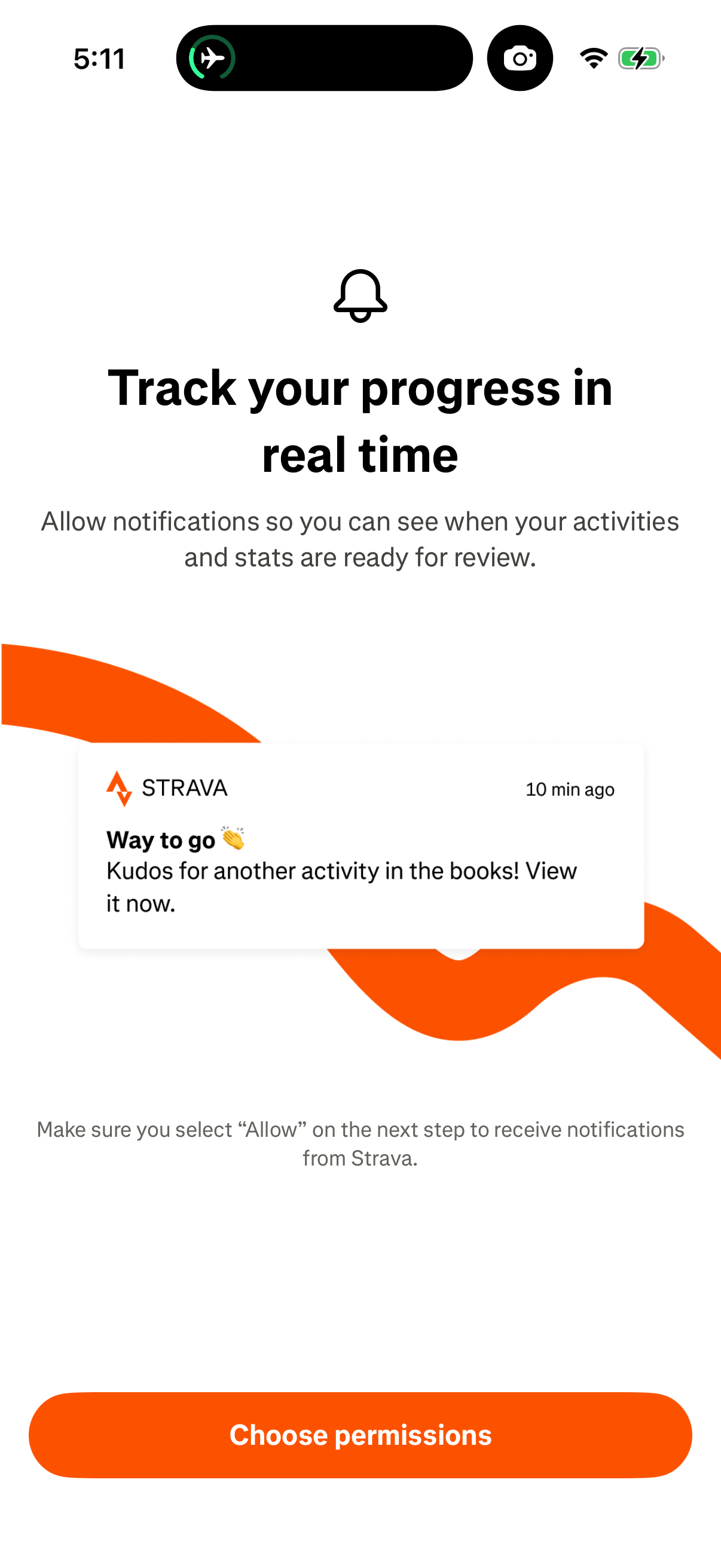 Step 1 of Strava Notifications Opt-in