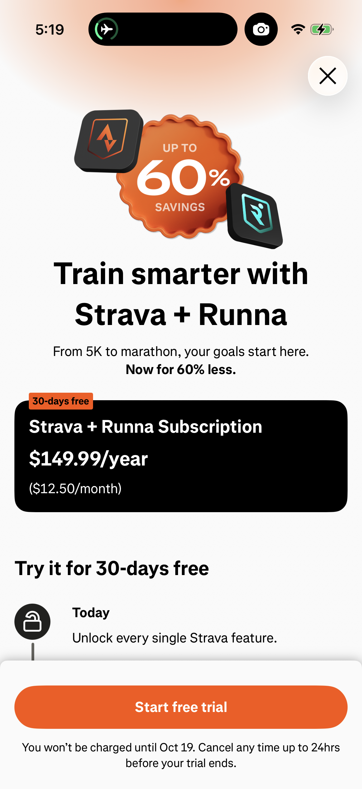 Step 2 of Strava Settings Paywall