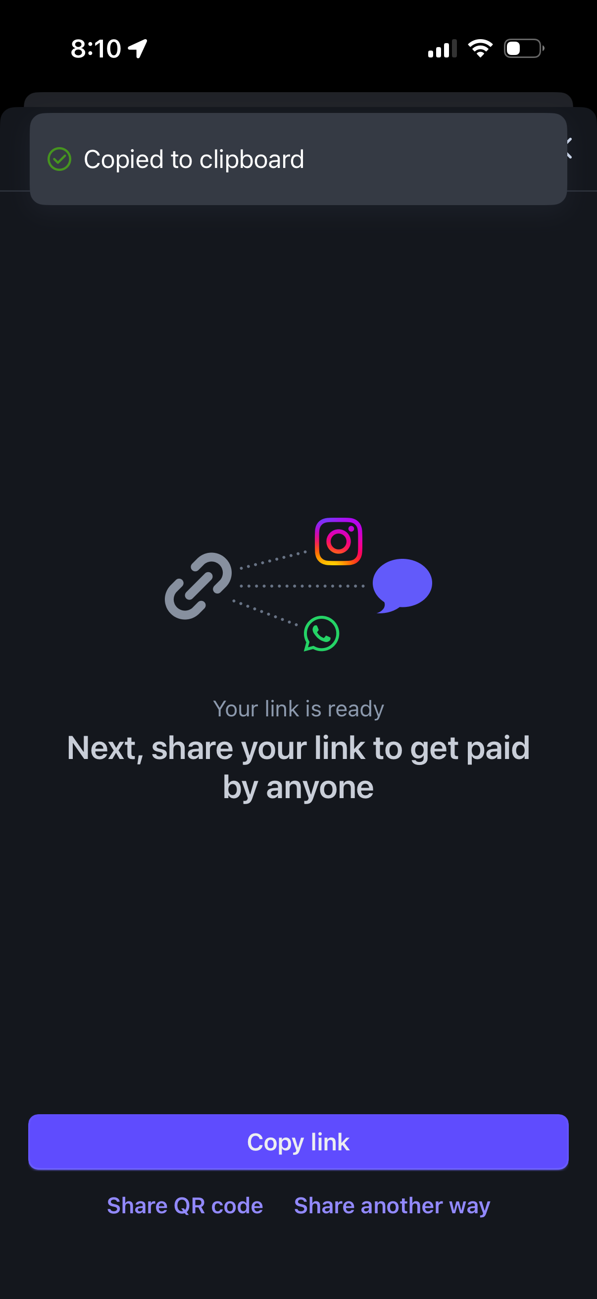 stripe-dashboard Share Payment Link