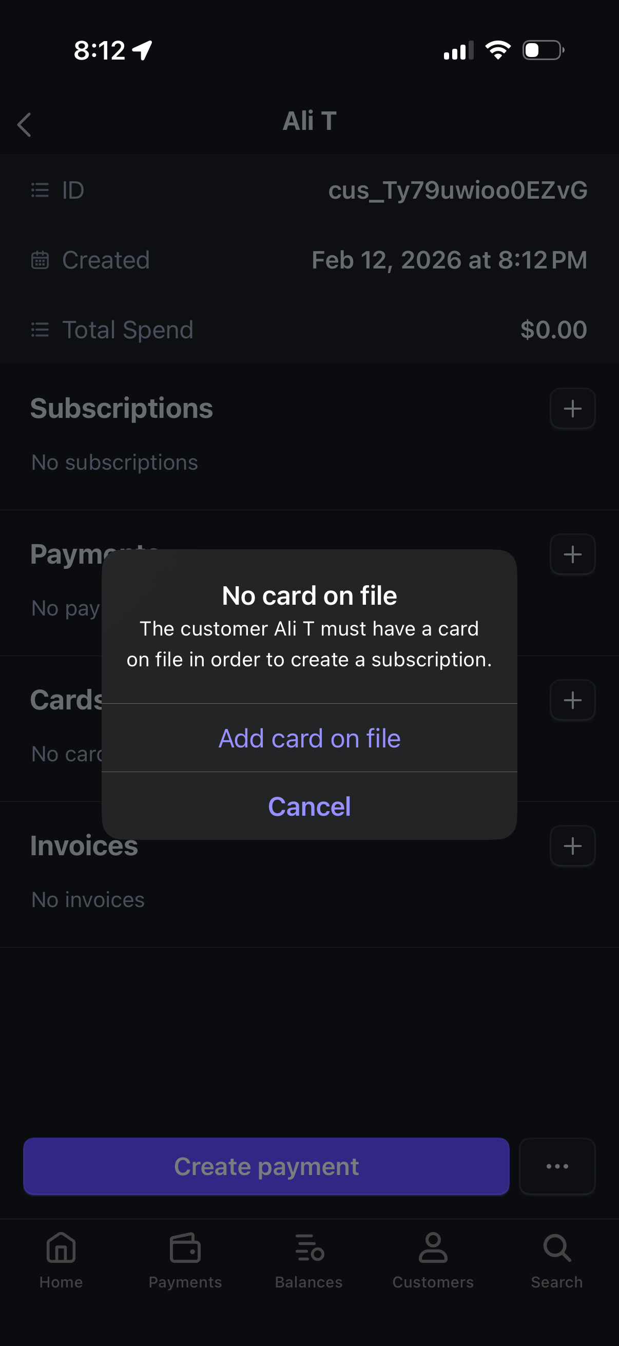 stripe-dashboard Add Card to Customer