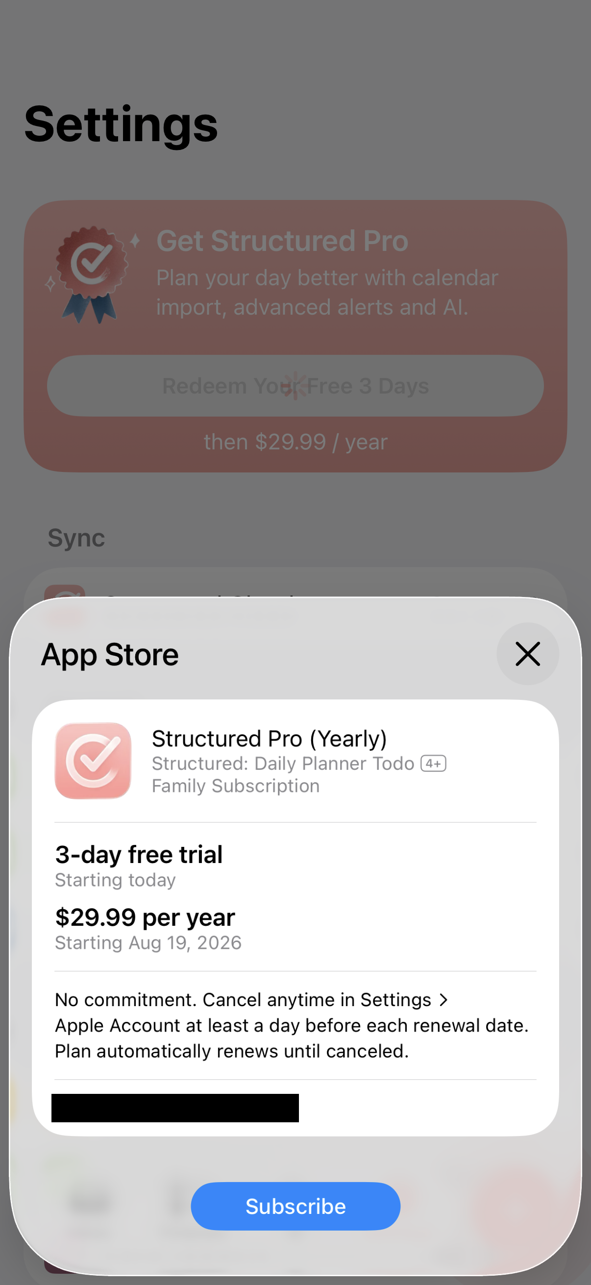 Step 2 of Structured Daily Planner Locked Feature Paywall