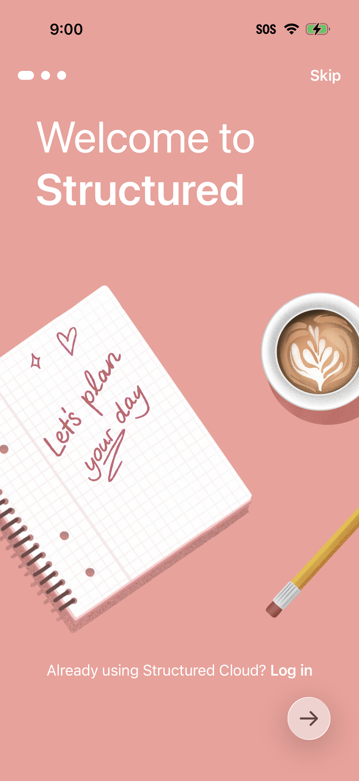 Step 1 of Structured Daily Planner Onboarding