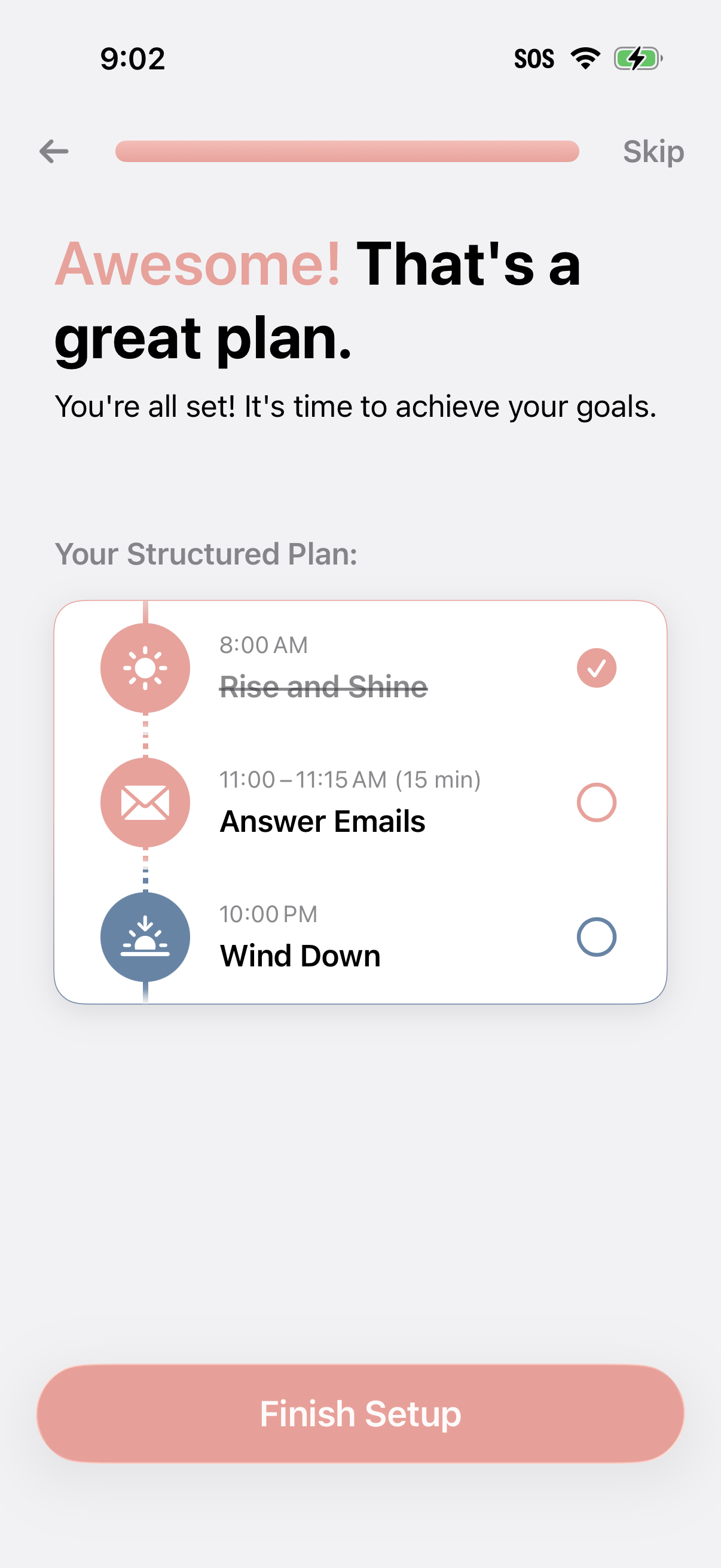 structured-daily-planner screen