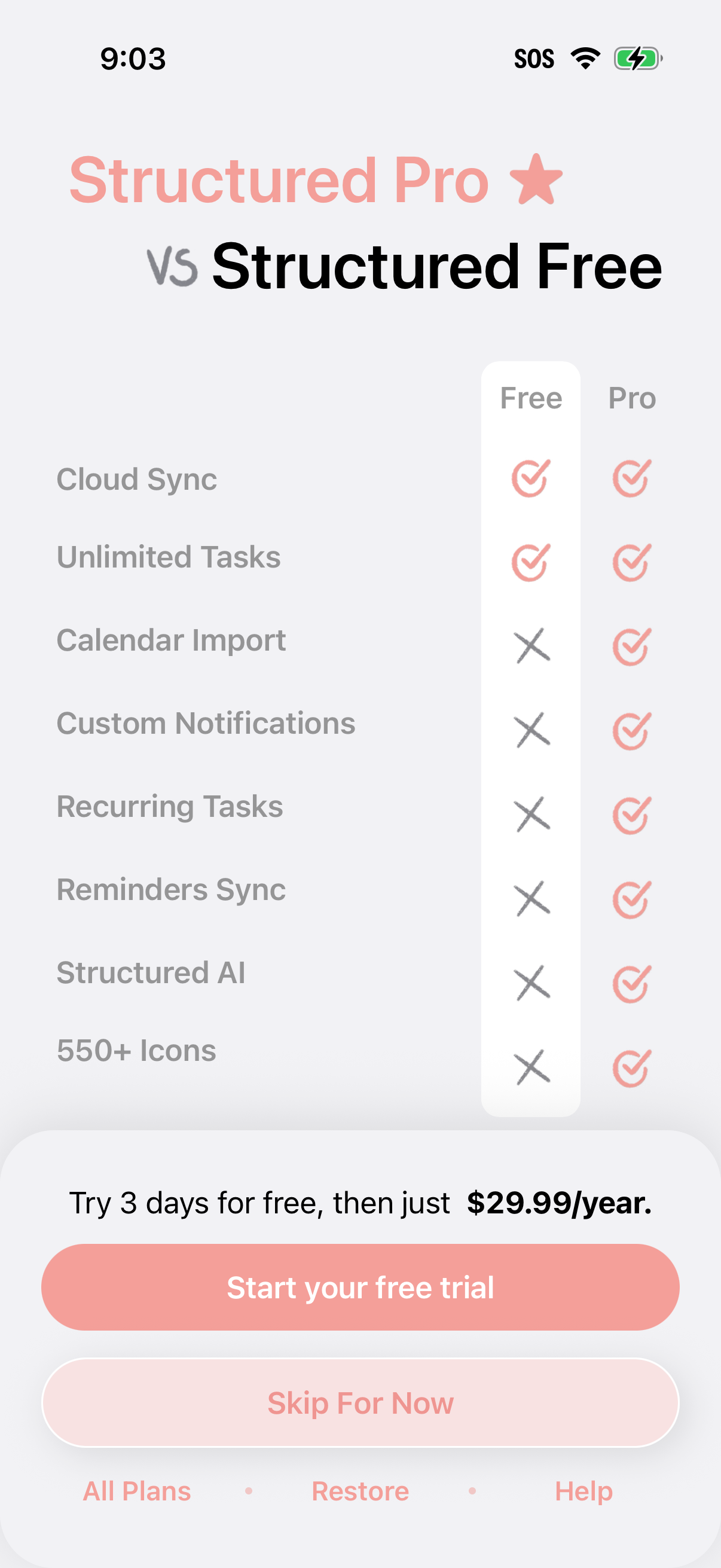 Step 2 of Structured Daily Planner Onboarding Paywall