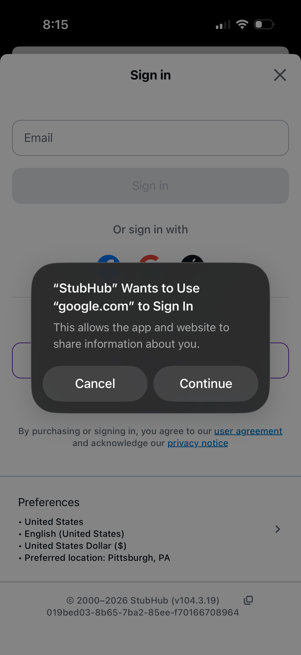 stubhub app screenshot 3
