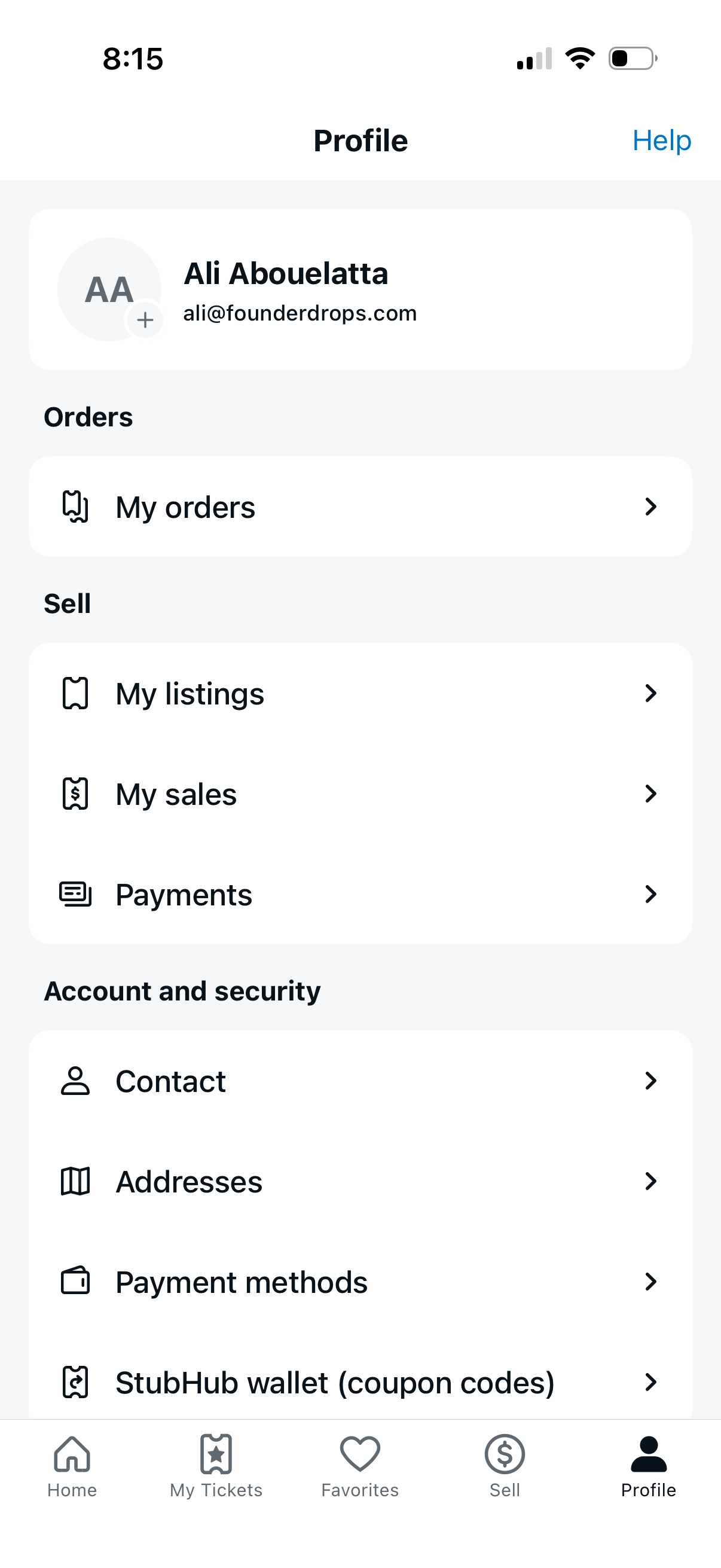 stubhub app screenshot 1