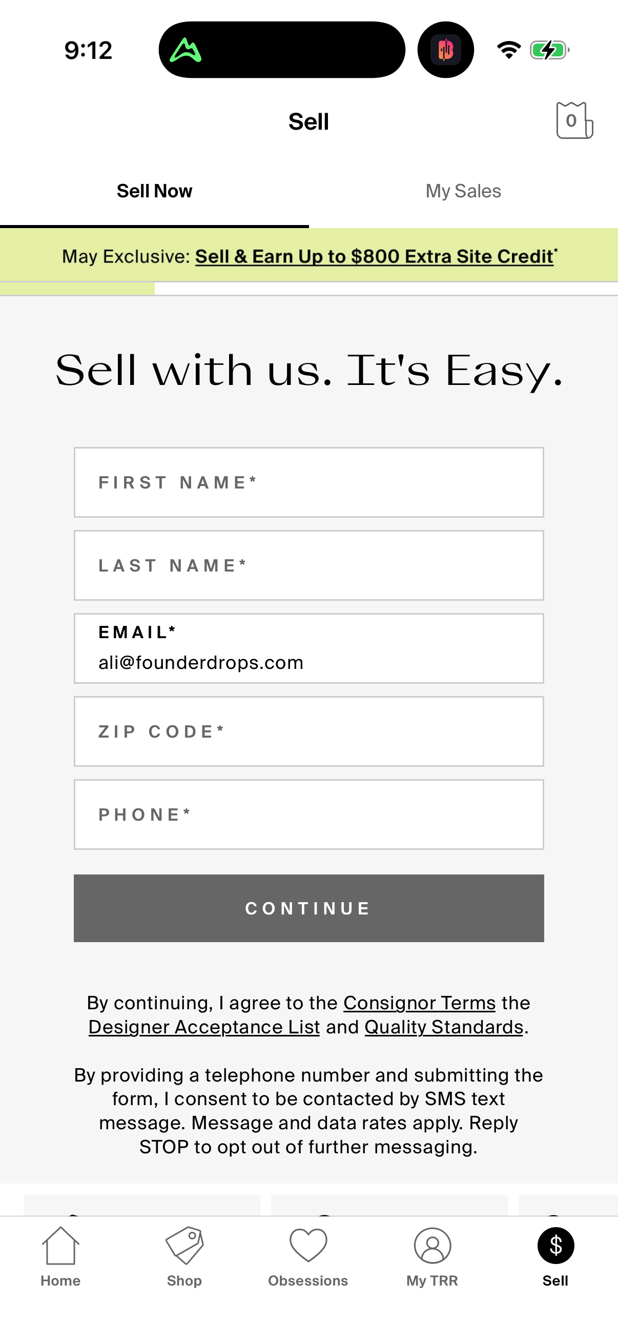 Step 5 of the-realreal Main_tabs