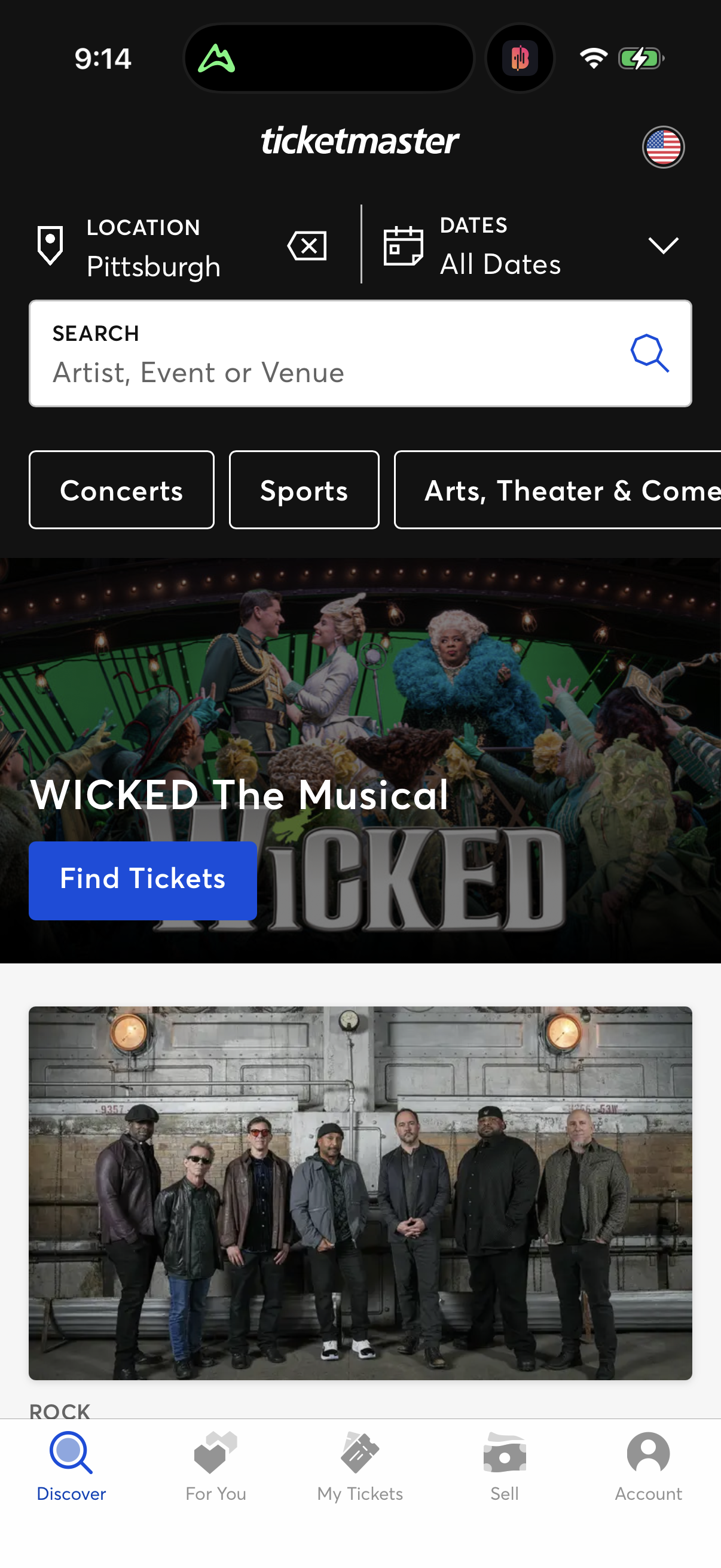 Step 1 of ticketmaster Main_tabs