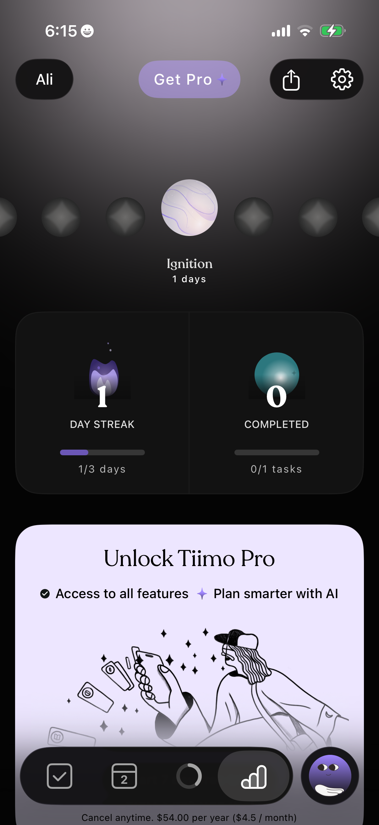 Step 1 of Tiimo Settings Paywall