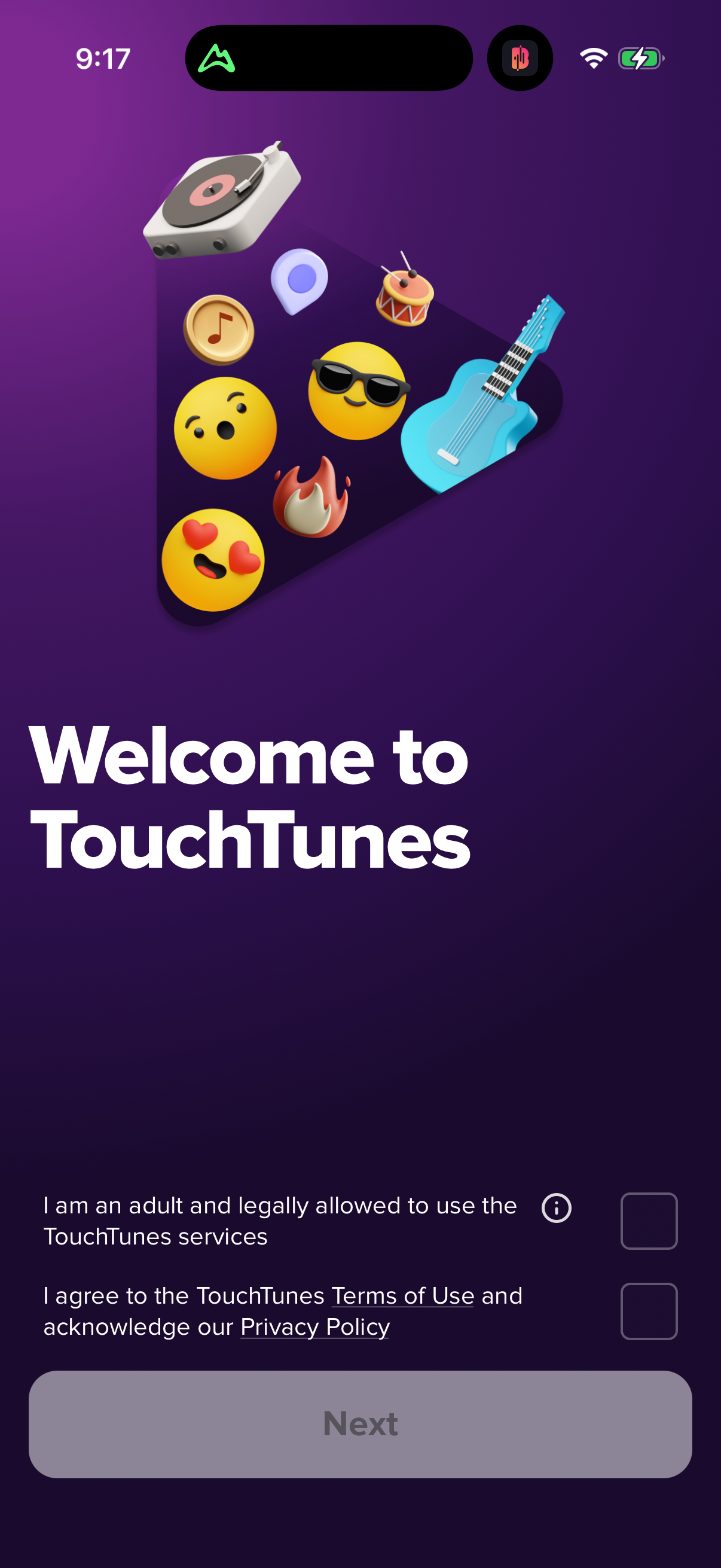 Step 1 of touchtunes Main_tabs
