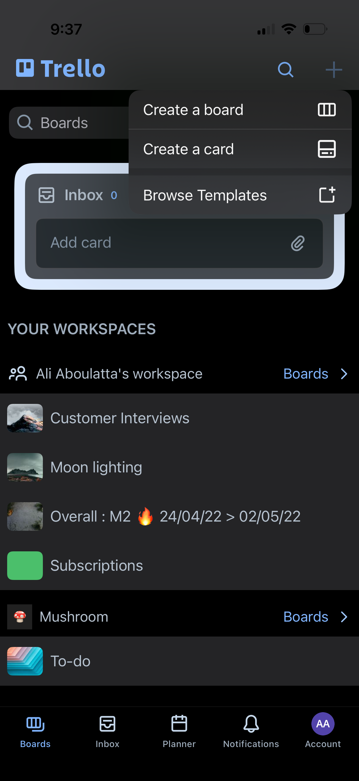 trello create a card