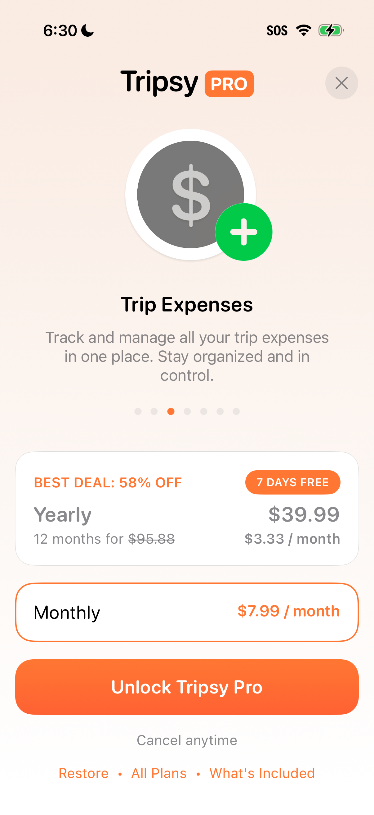 Step 3 of Tripsy Locked Feature Paywall