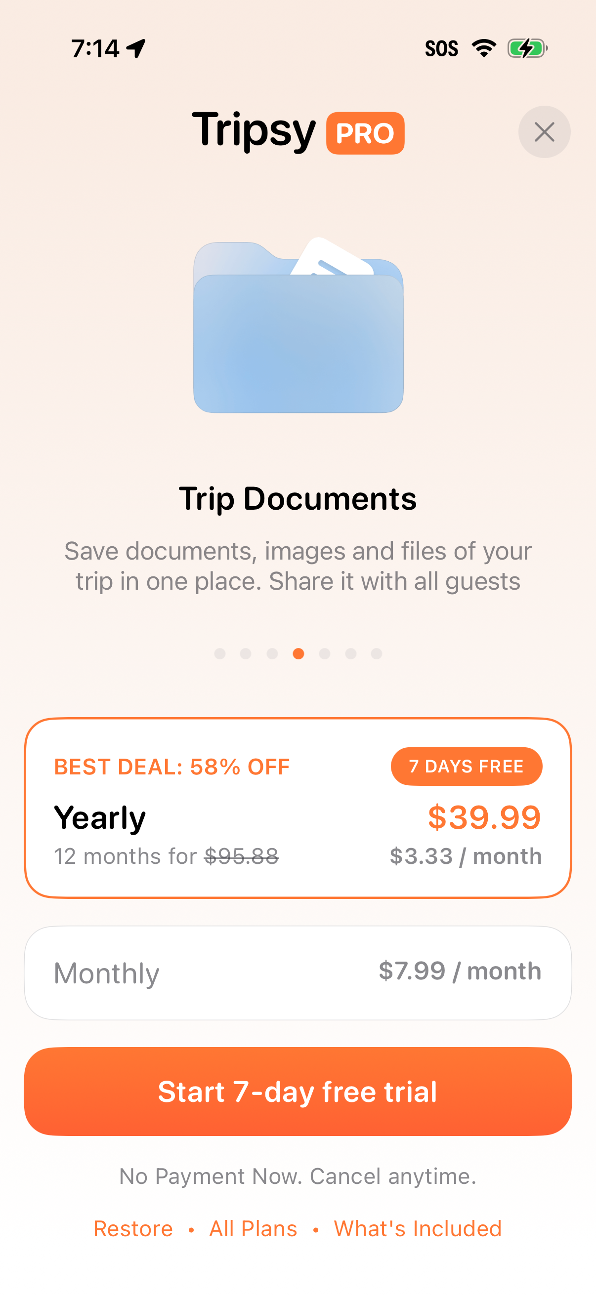 Step 2 of Tripsy Settings Paywall