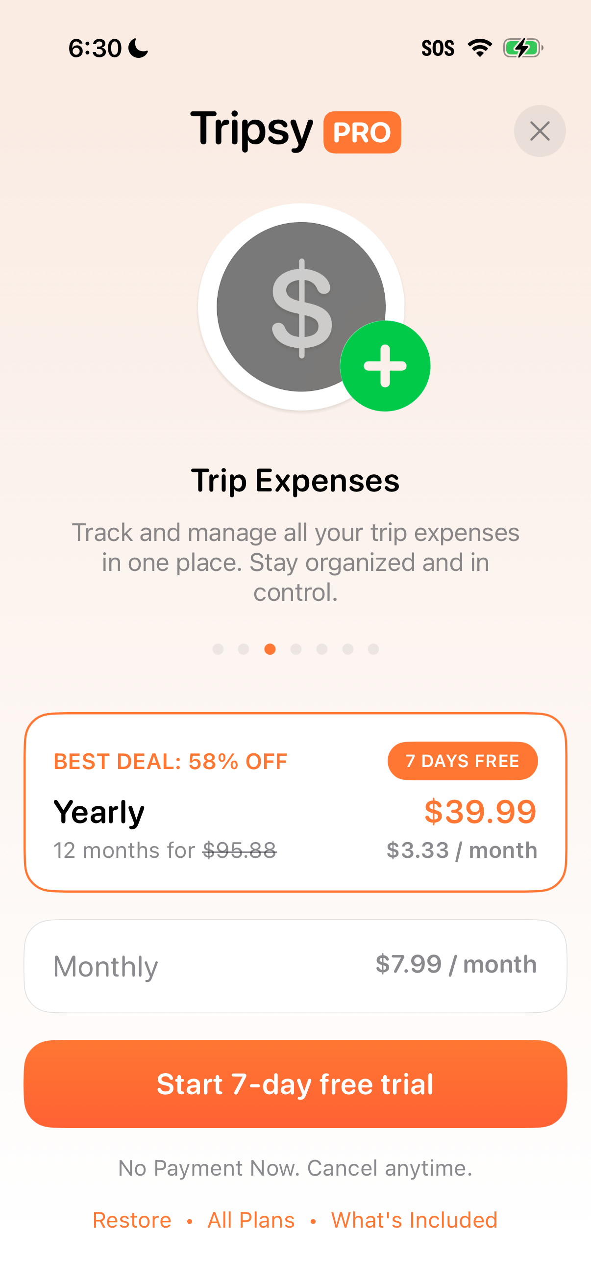 Step 2 of Tripsy Locked Feature Paywall