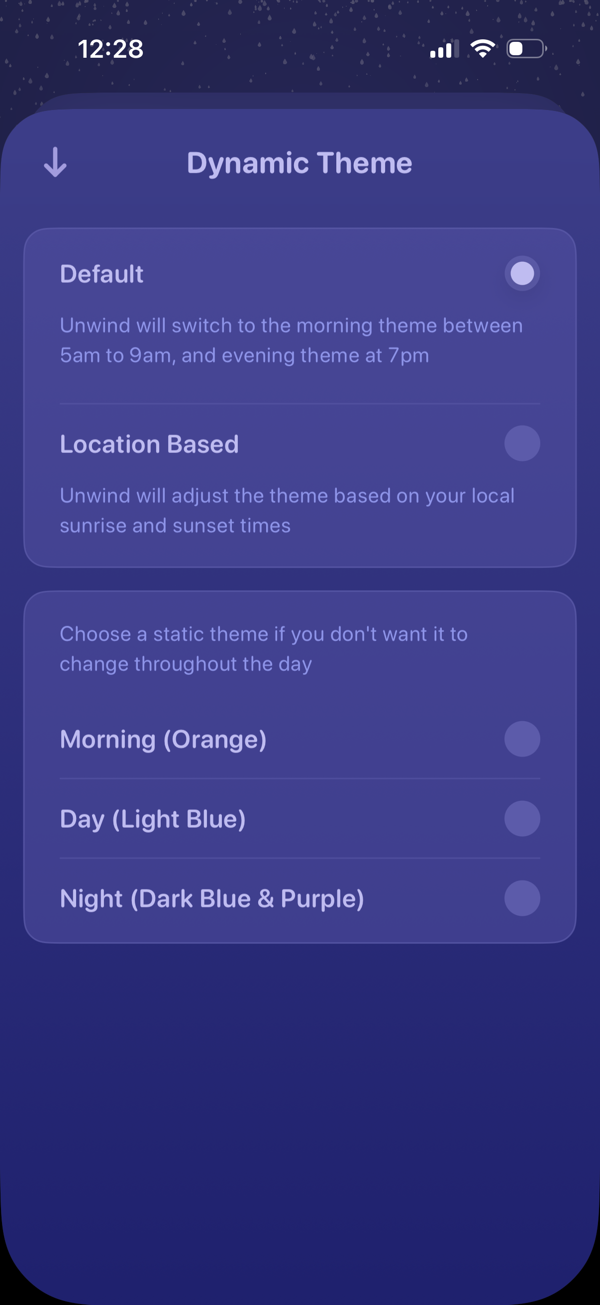 unwind choose dynamic theme
