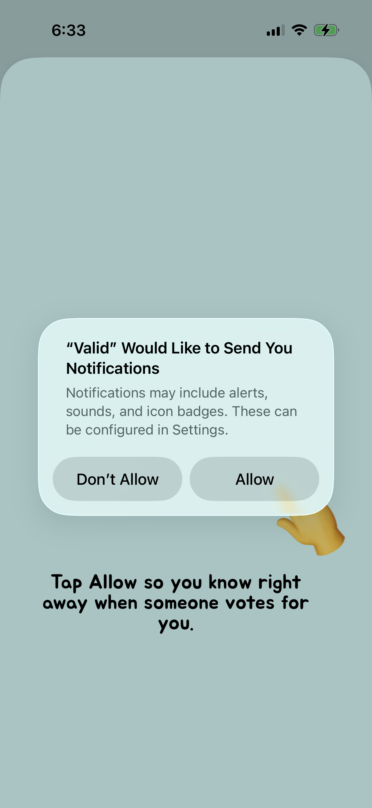 Step 2 of Valid Notifications Opt-in