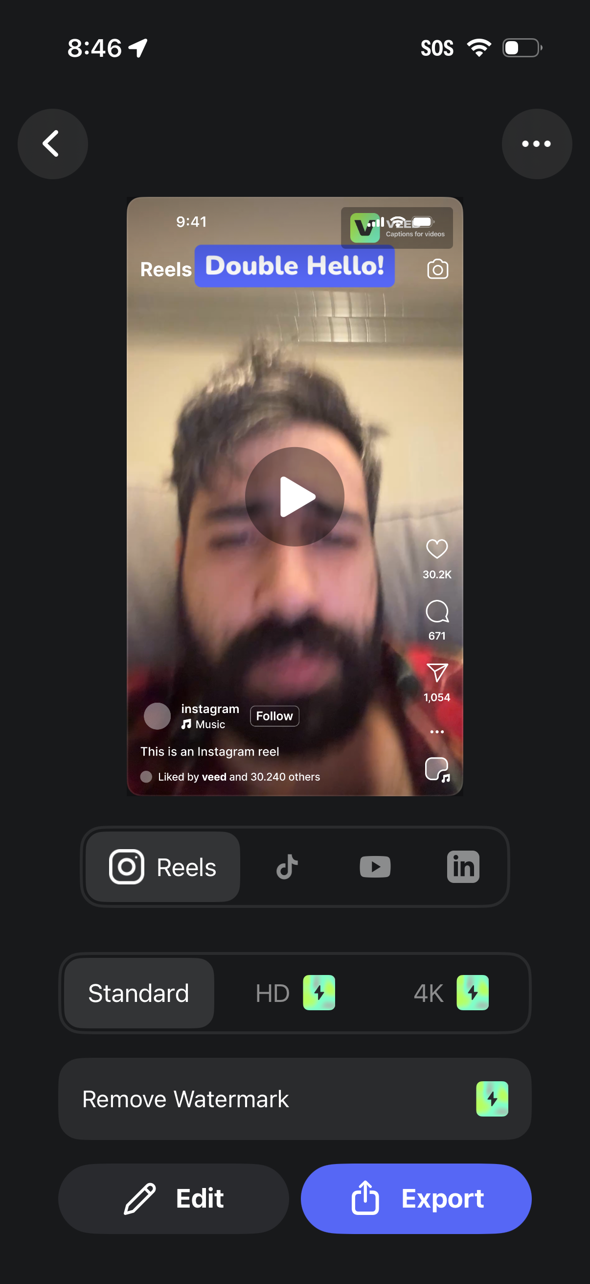 veed preview social exports