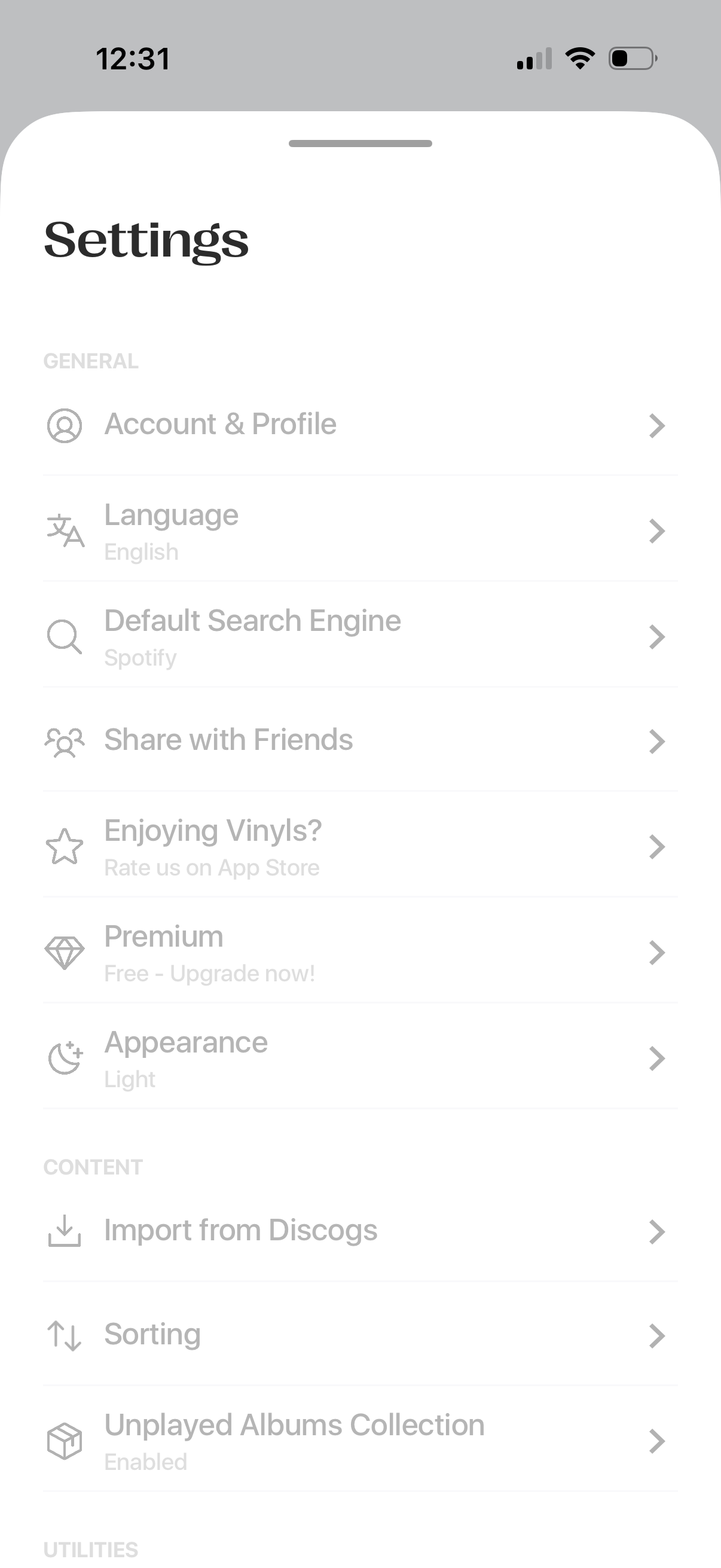 vinyls edit account profile
