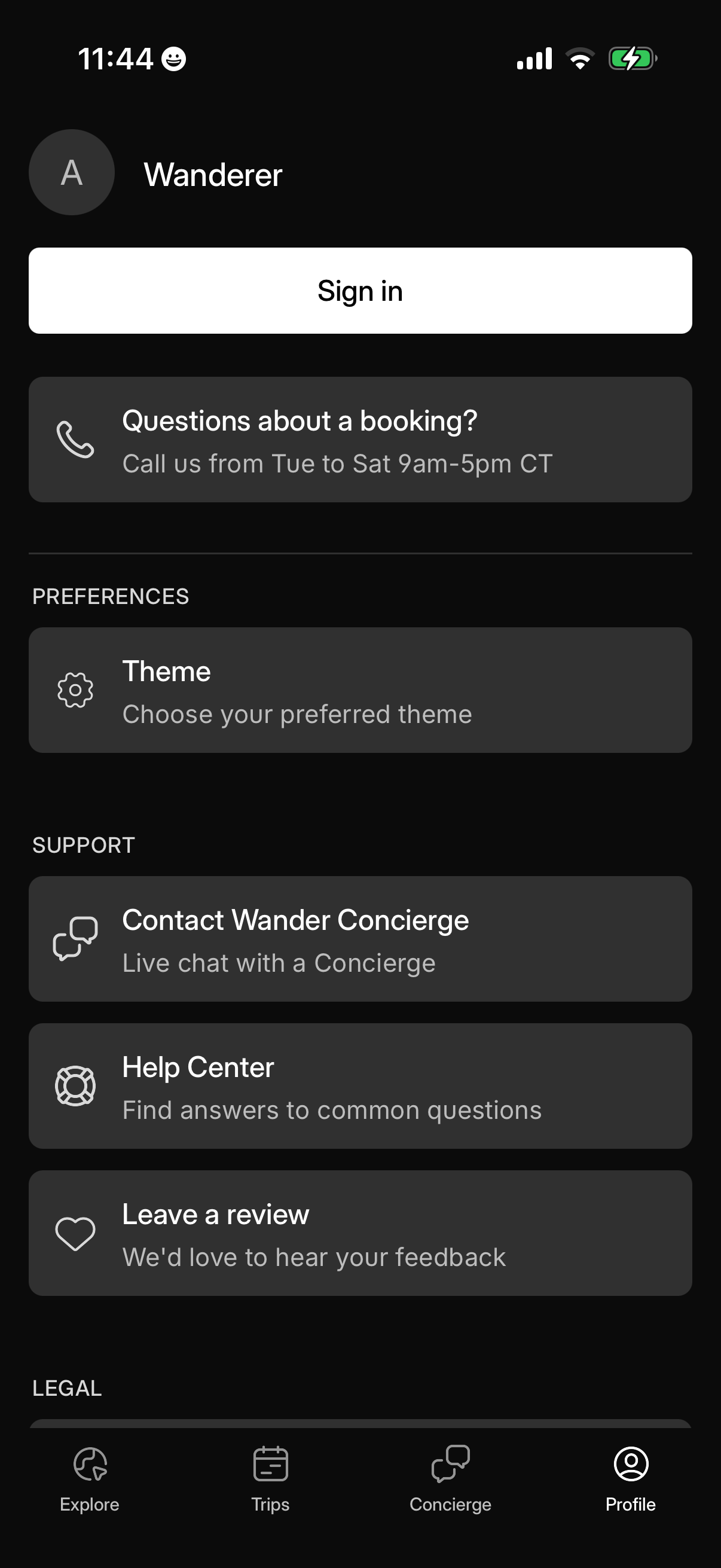 wander screen