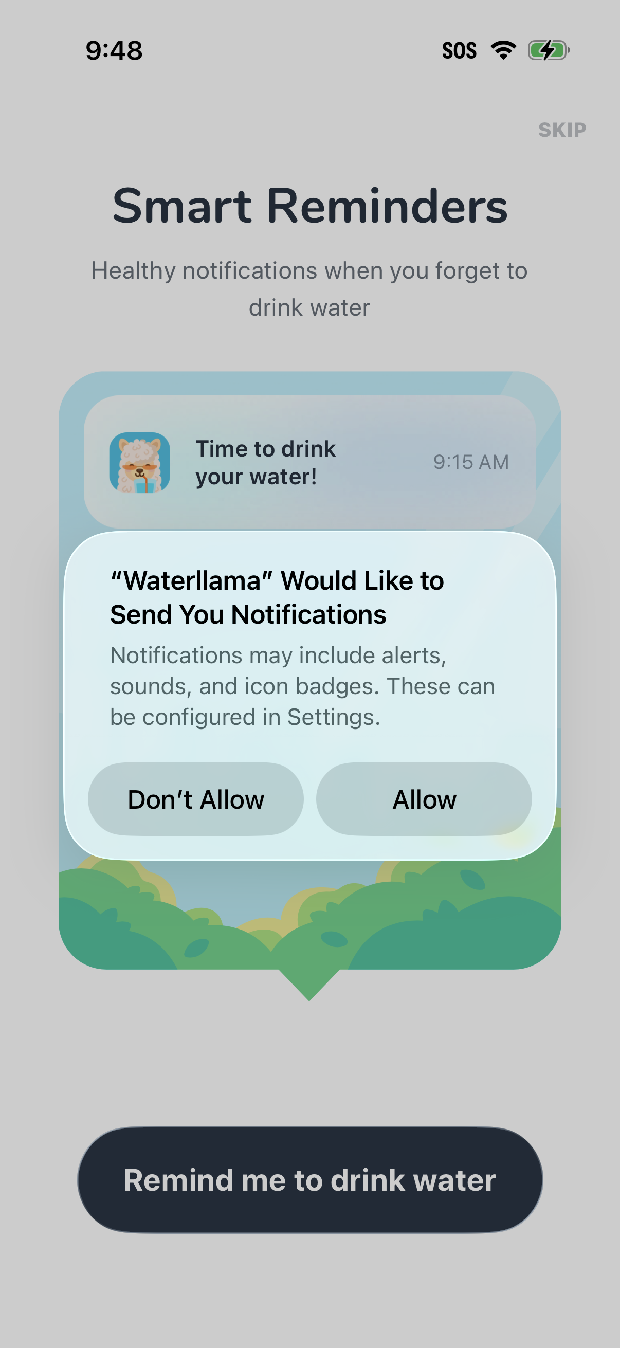 Step 2 of Waterllama Notifications Opt-in