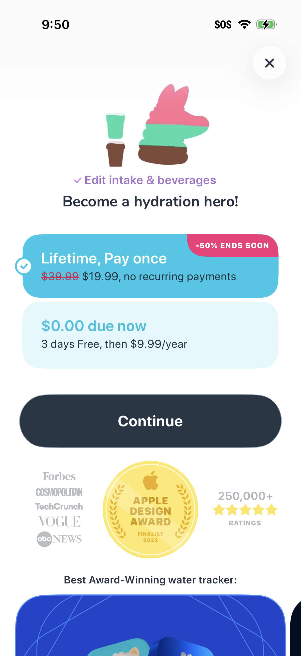 Step 2 of Waterllama Onboarding Paywall