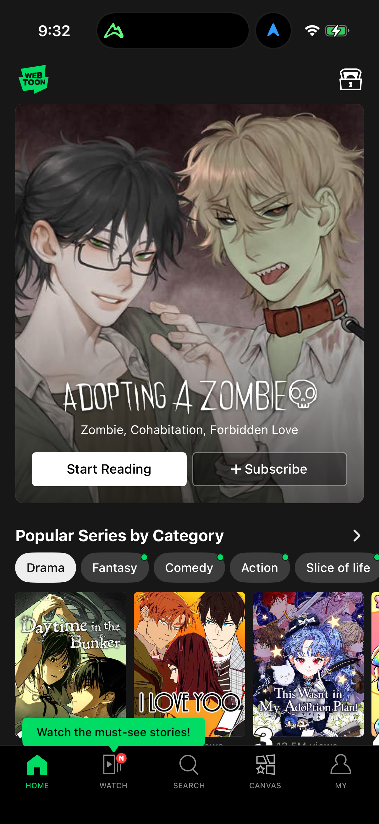 Step 1 of webtoon Main_tabs