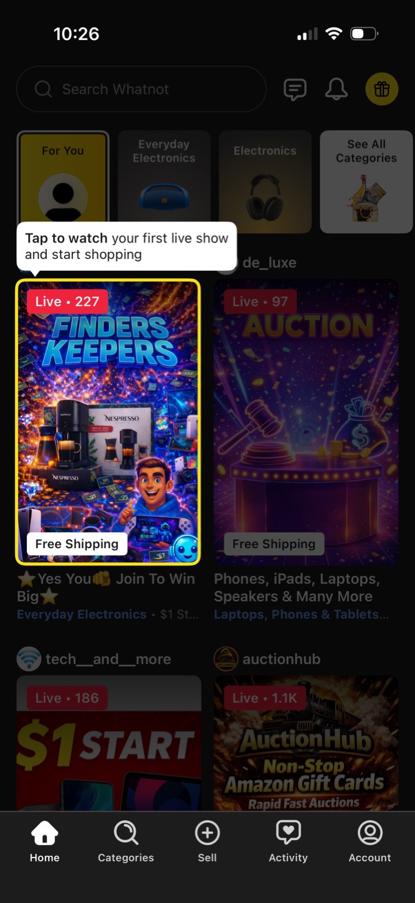 whatnot app screenshot 1