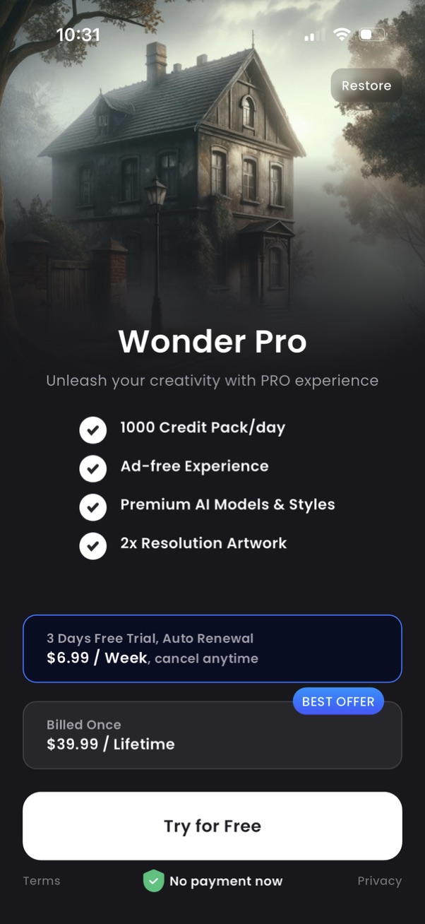wonder app screenshot 1