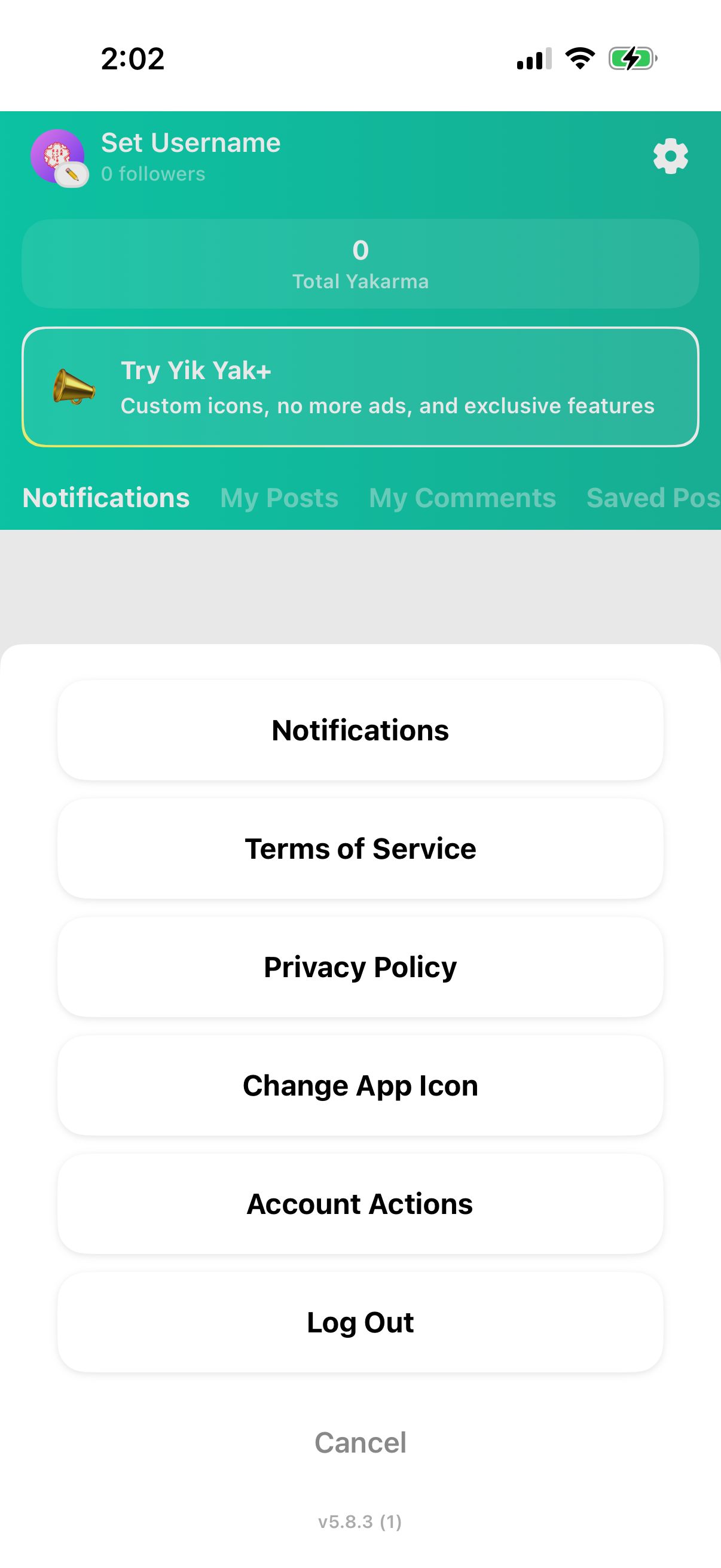 yik-yak screen