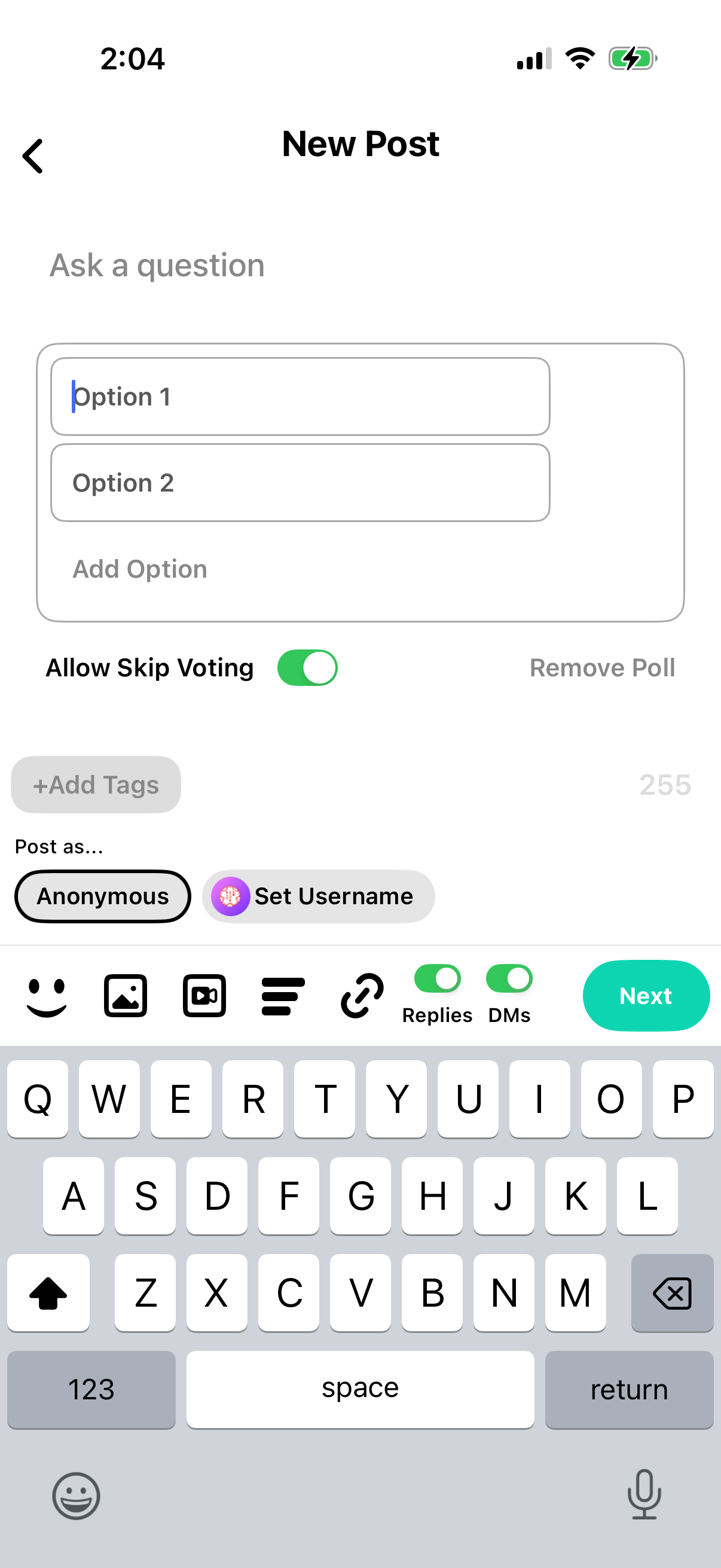 yik-yak screen