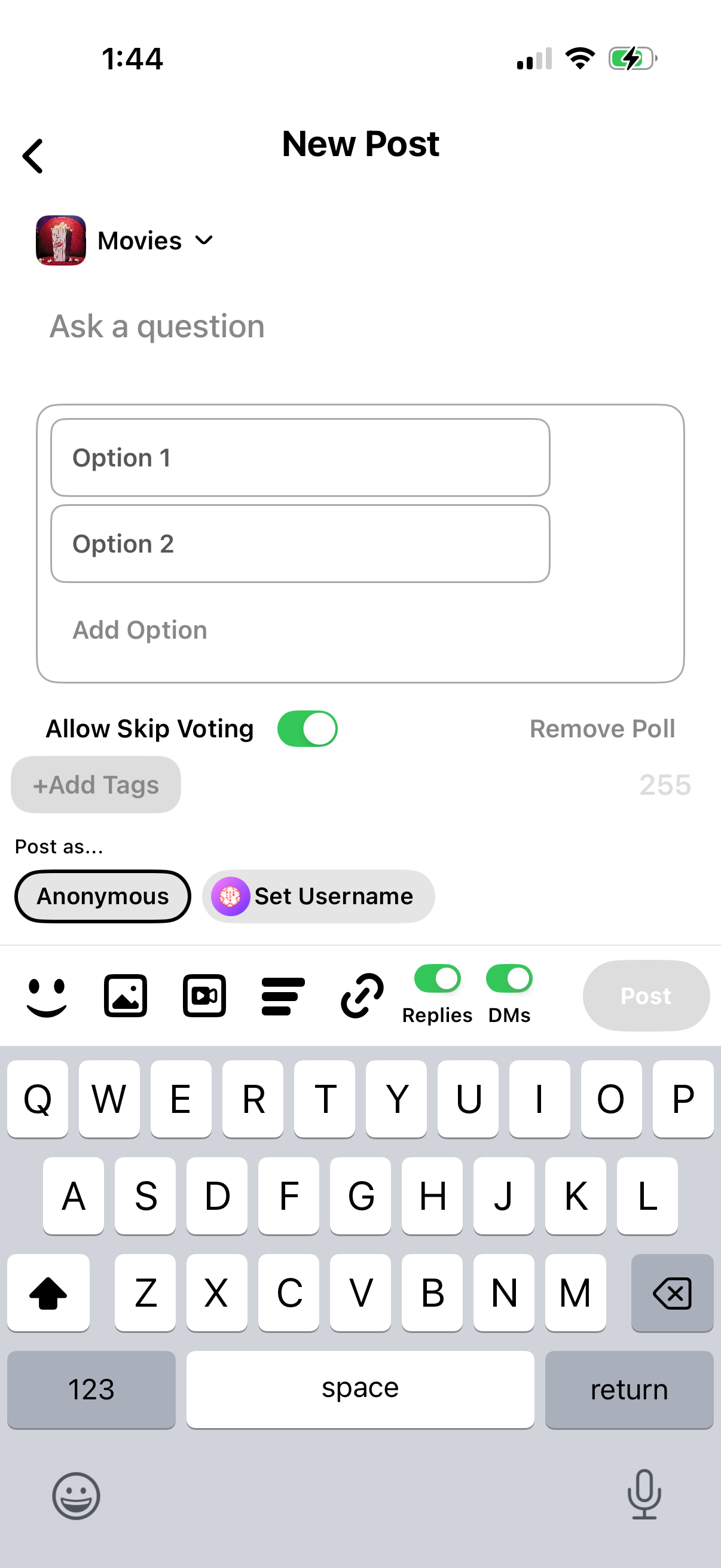 yik-yak screen