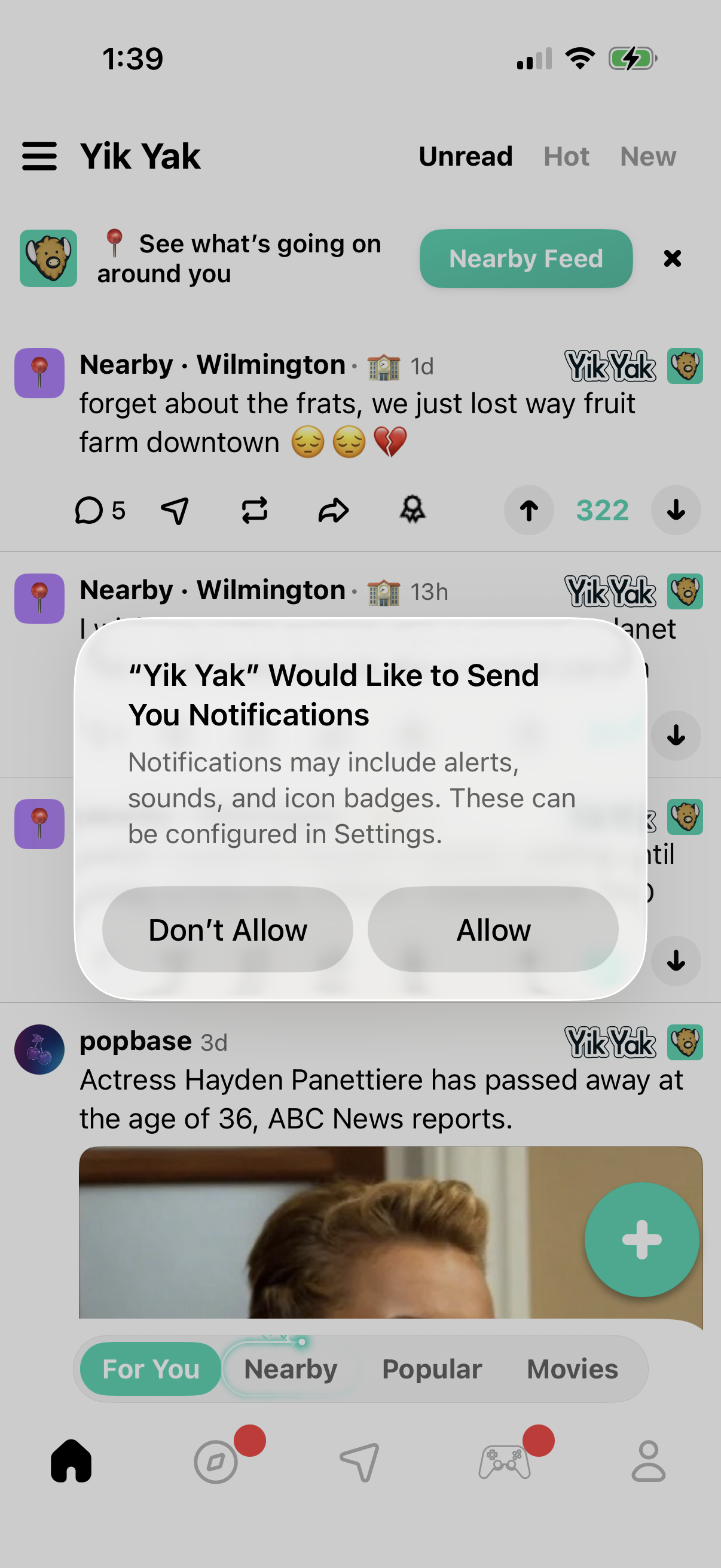 Step 4 of Yik Yak Onboarding
