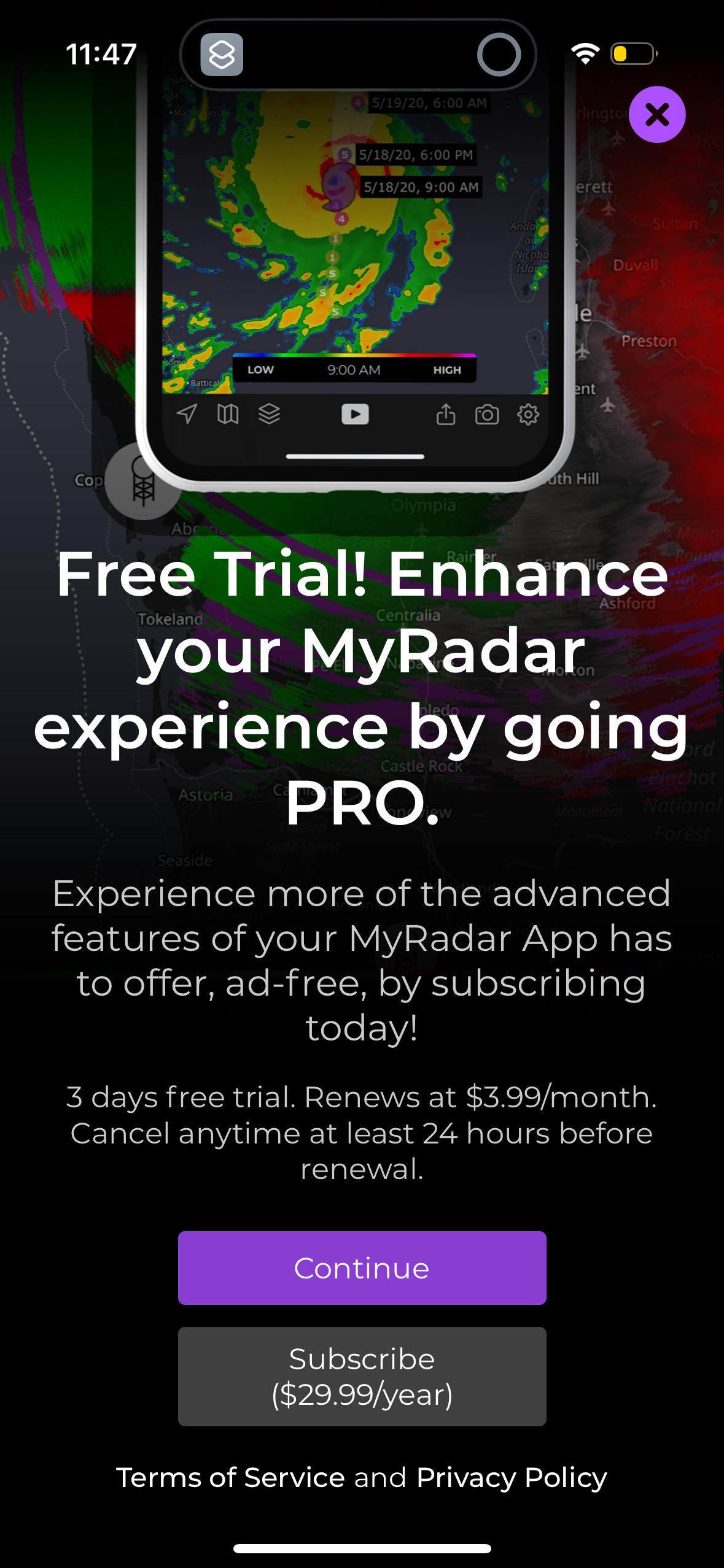 myradar app screenshot 2