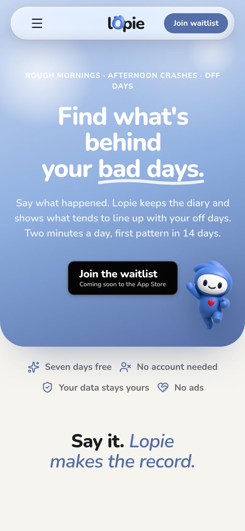 lopie.app mobile capture for Mobile web