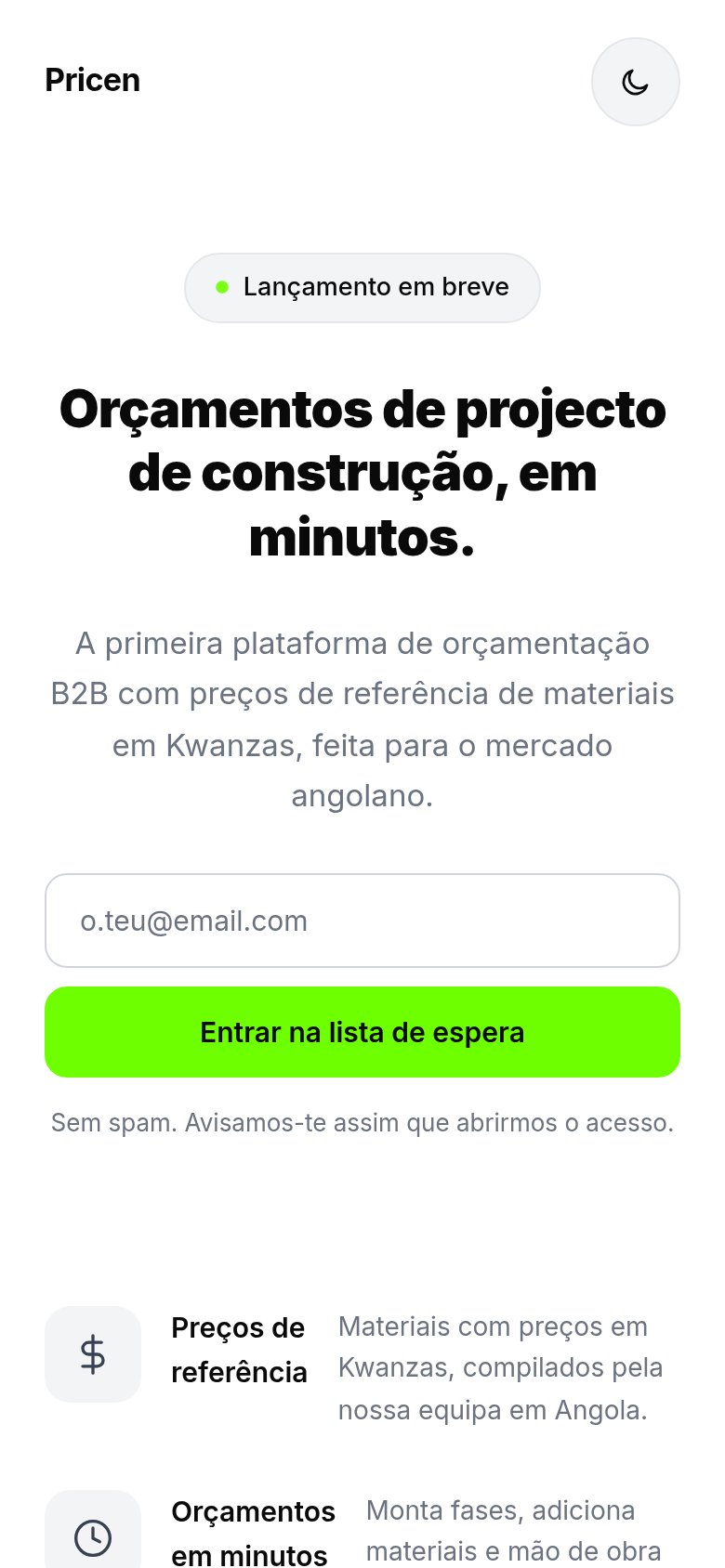 pricen.ao mobile capture for Mobile web