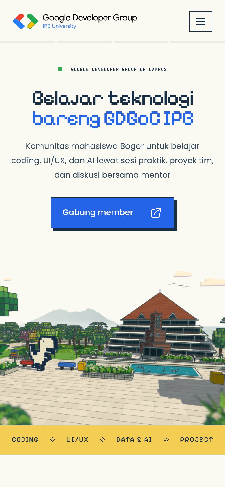 gdgocipb.com mobile capture for Mobile web