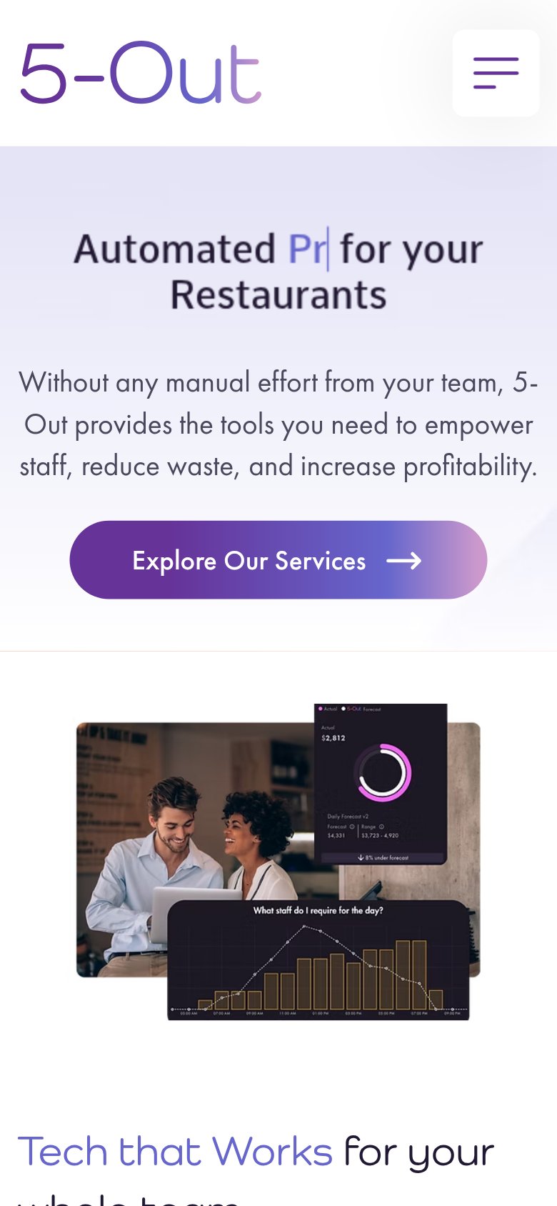 5-Out (formerly Hotplate/AI restaurant ops via CCTV — Presto/Vision AI category) mobile capture for Mobile web