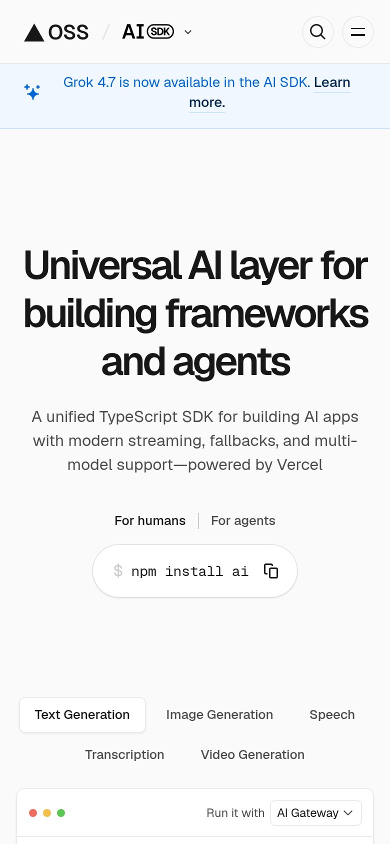 Vercel AI SDK mobile capture for Mobile web