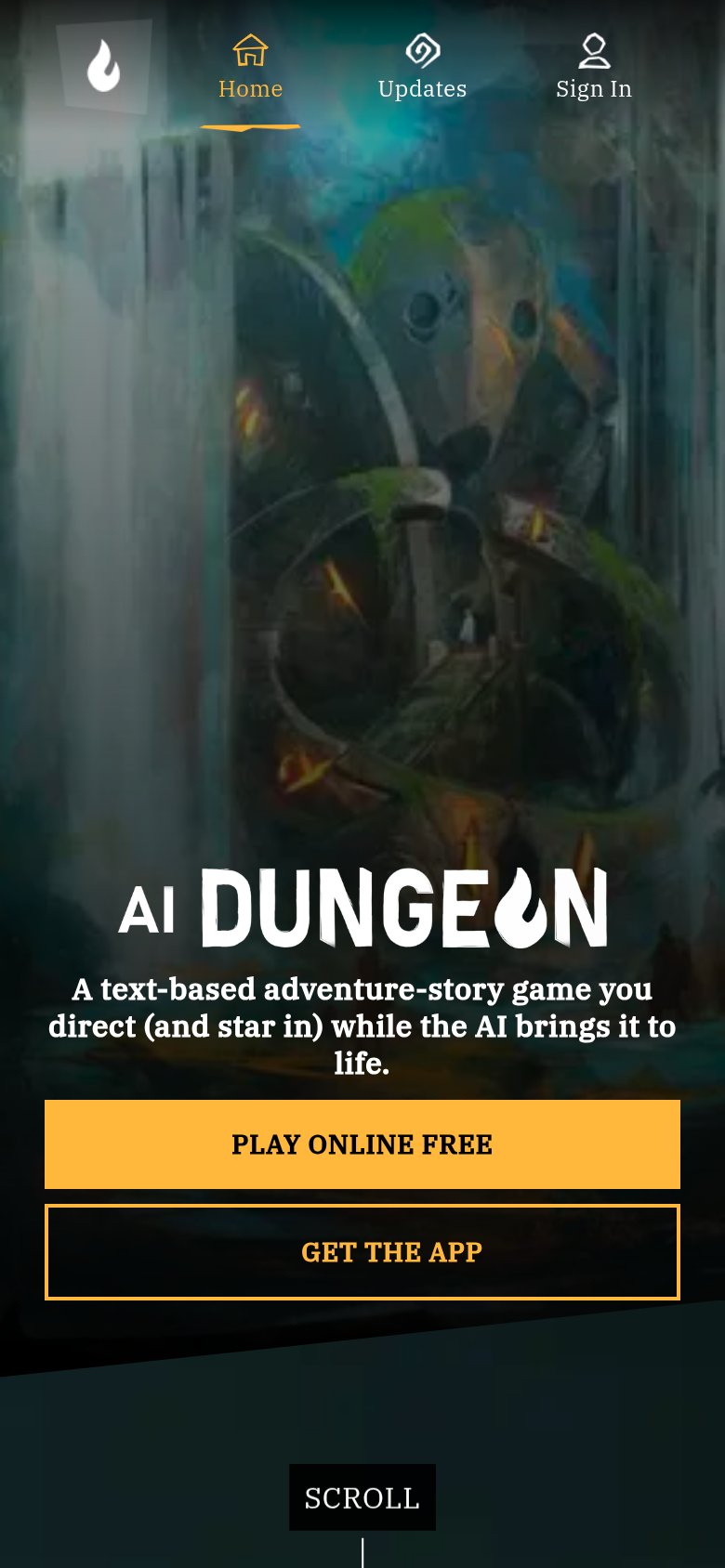 AI Dungeon mobile capture for Mobile web