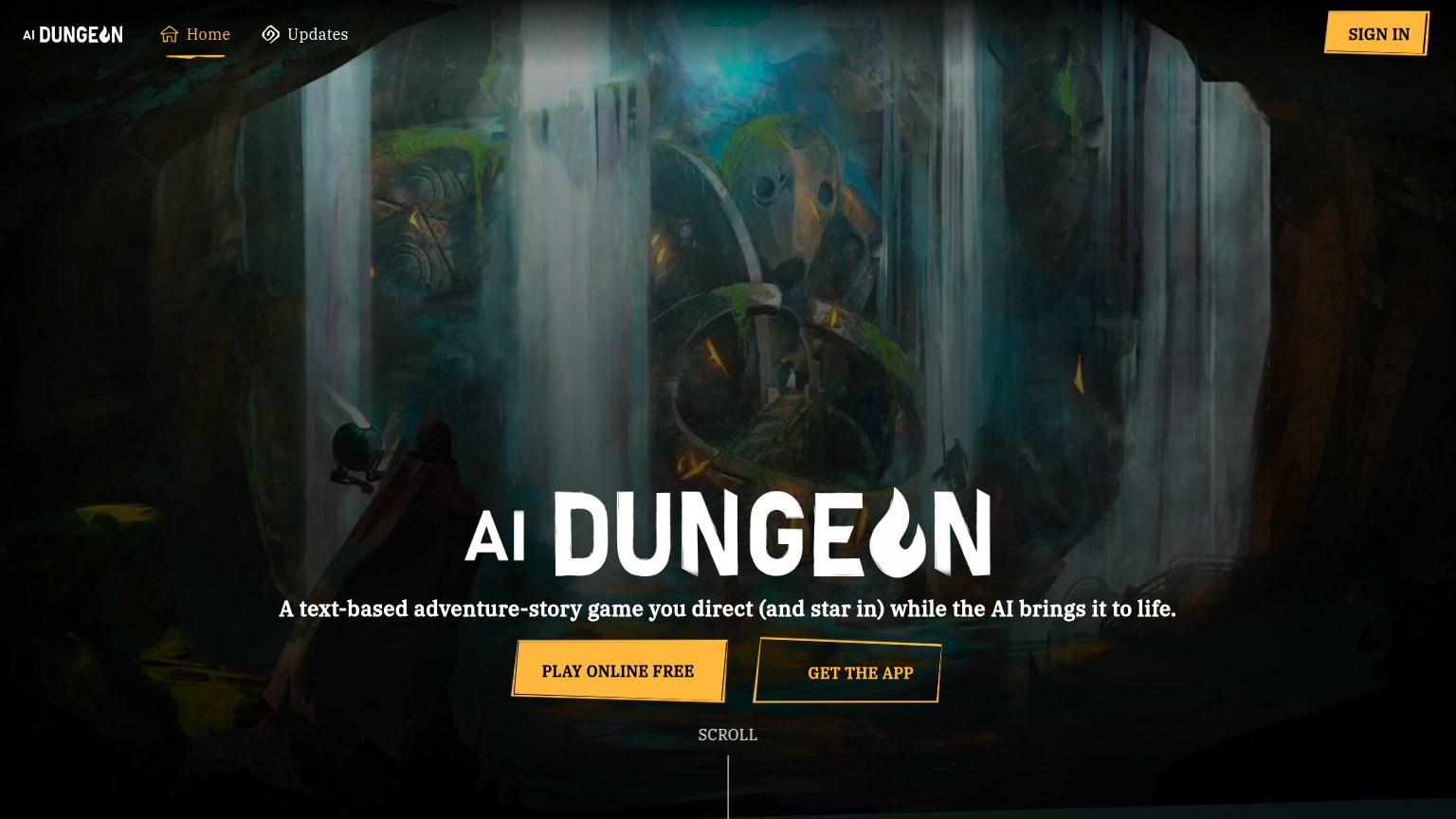 AI Dungeon desktop capture for Information hierarchy