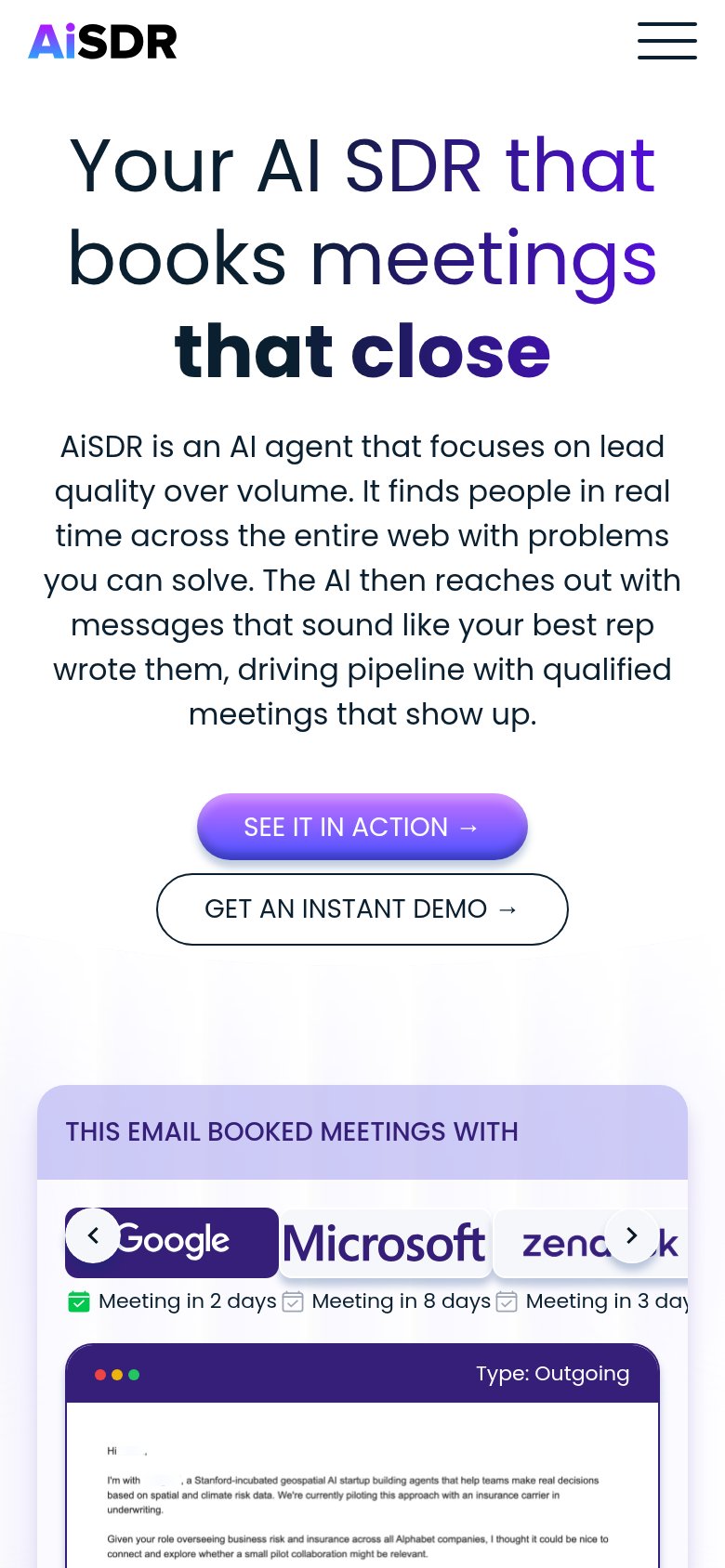 AiSDR mobile capture for Mobile web