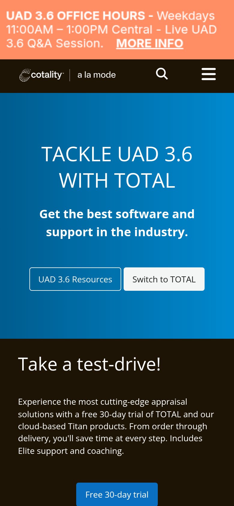 a la mode (Total by CoreLogic) mobile capture for Mobile web