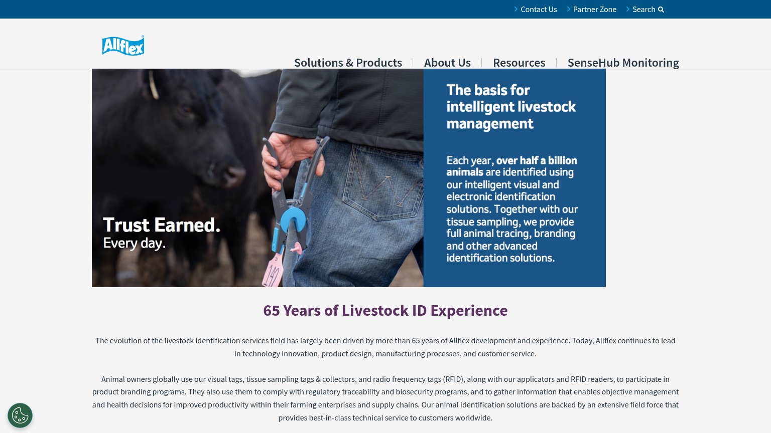 Allflex Livestock Intelligence (SenseHub) desktop capture for Information hierarchy
