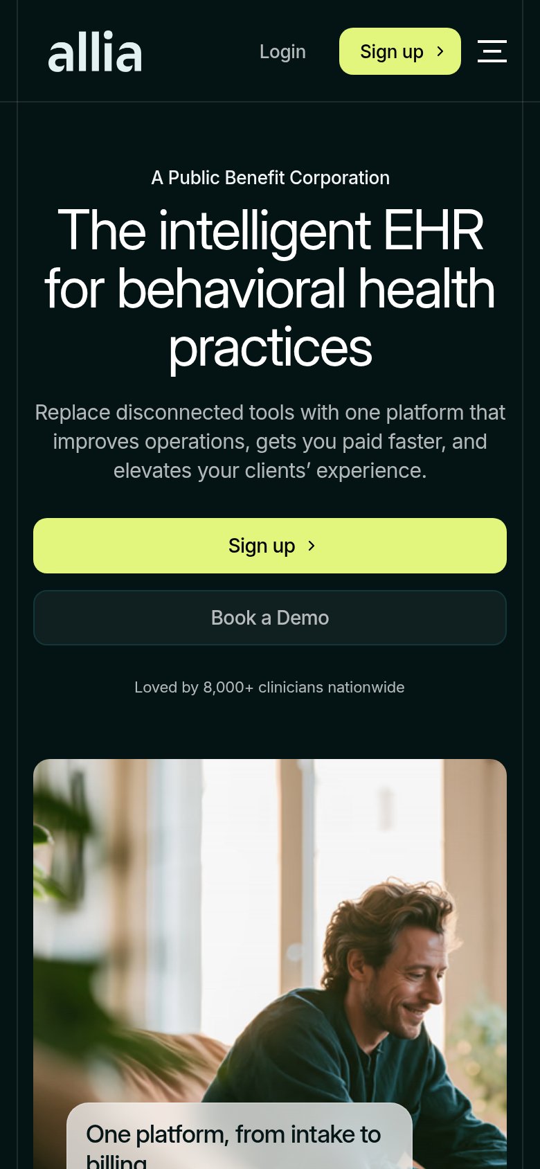 Allia Health mobile capture for Mobile web