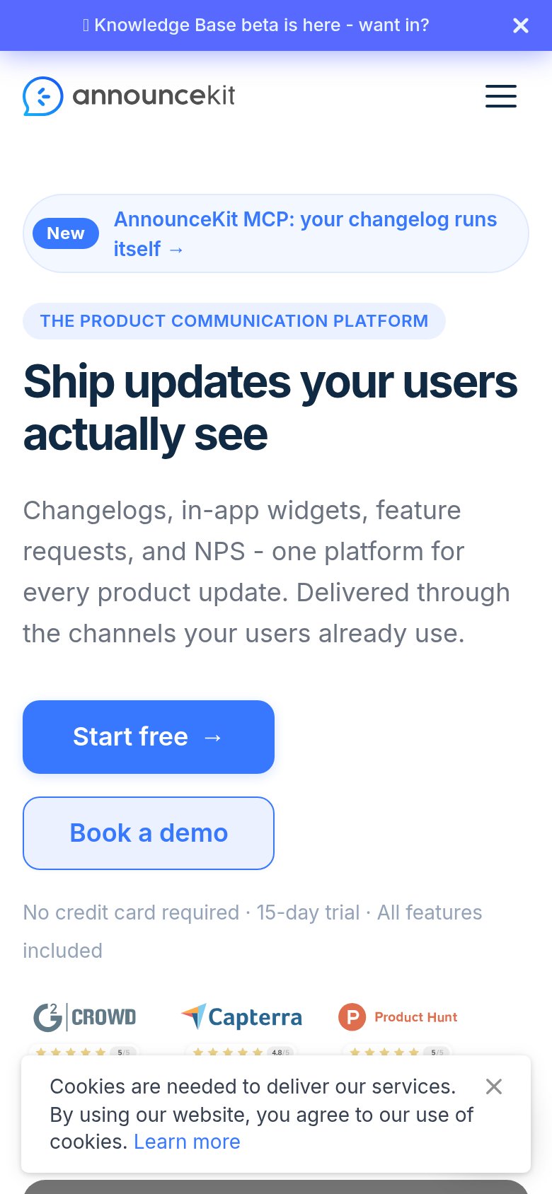 AnnounceKit mobile capture for Mobile web