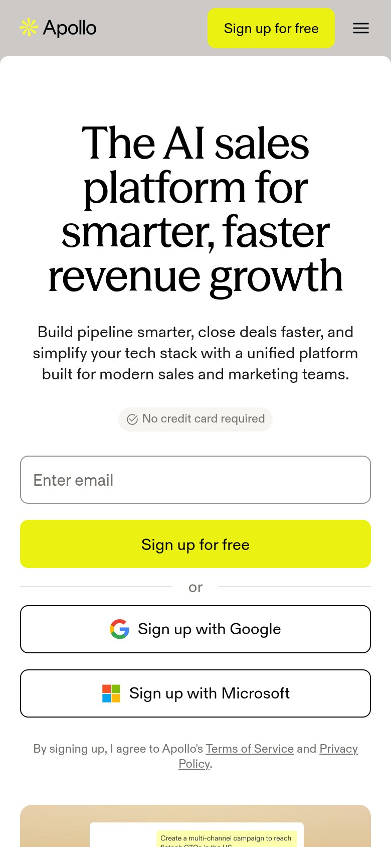 Apollo.io mobile capture for Mobile web